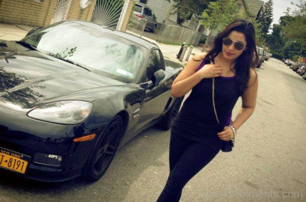 Neetu Singh Giving Pose With Car