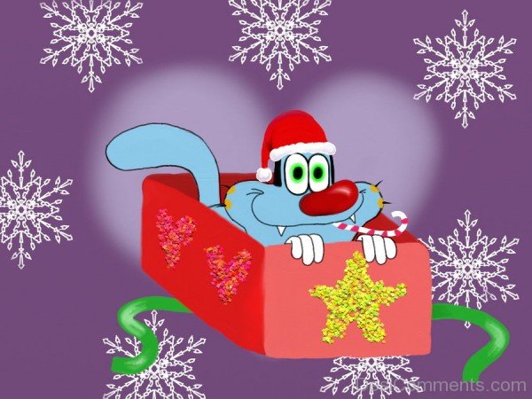 Oggy Wearing Santa Claus Hat