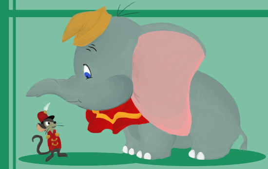 Painting Of Timothy Q.Mouse And Dumbo