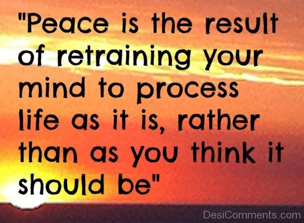 Peace Is The Result Of Retraning Your Mind To Process Of Life-DC360