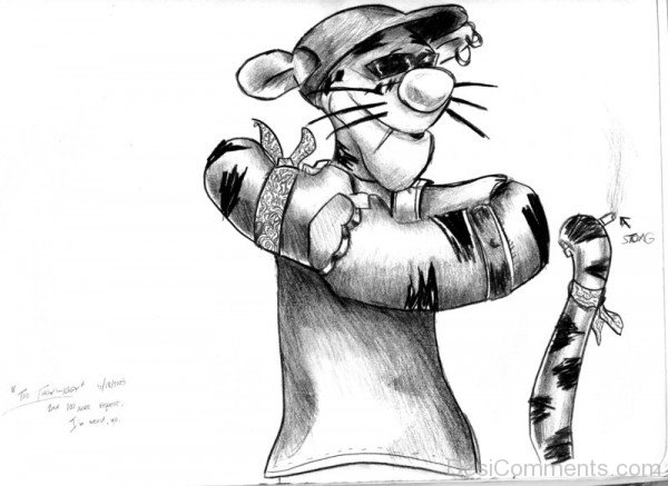 Pencil Sketch Of Tigger