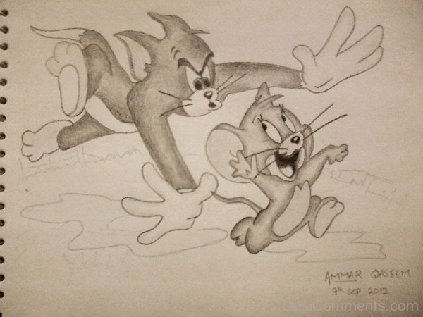 Pencil Sketch Of tom And Jerry