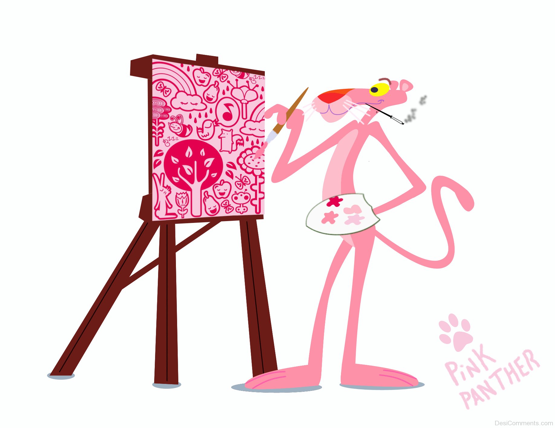 Pink Panther Doing Painting. 