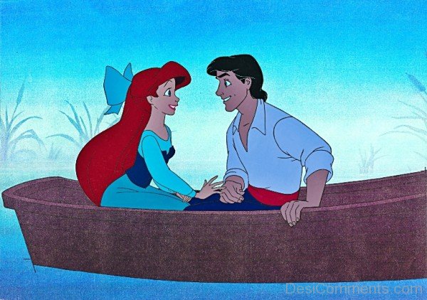 Prince Eric and Ariel In Boat
