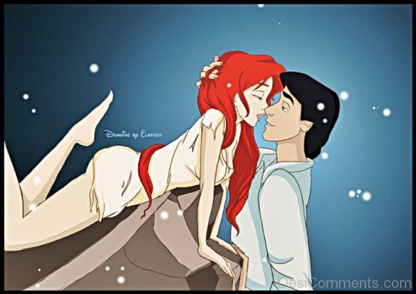 Prince Eric and Ariel In Romantic Pose