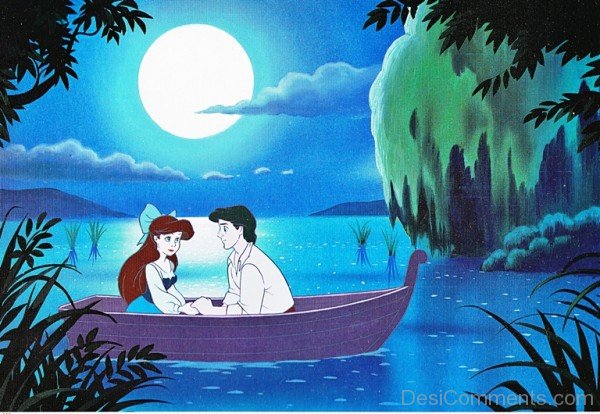 Prince Eric and Ariel in Boat Picture