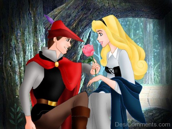 Prince Philip Giving Rose To Princess Aurora