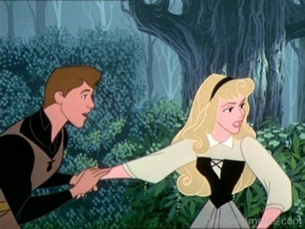 Prince Philip Holding Hand Of Princess Aurora Pic