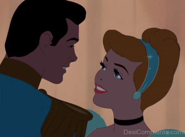 Princess Cinderella Looking At Prince Charming