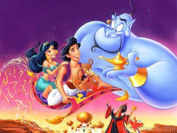 Princess Jasmine With Aladdin,Abu And Genie
