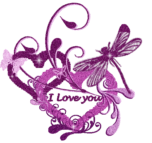 Purple Glitter Image Of I Love You