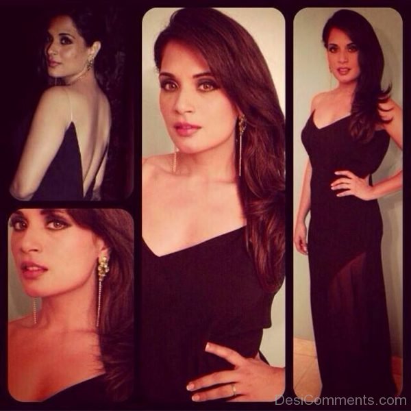 Richa Chadda In Black Dress-DC038