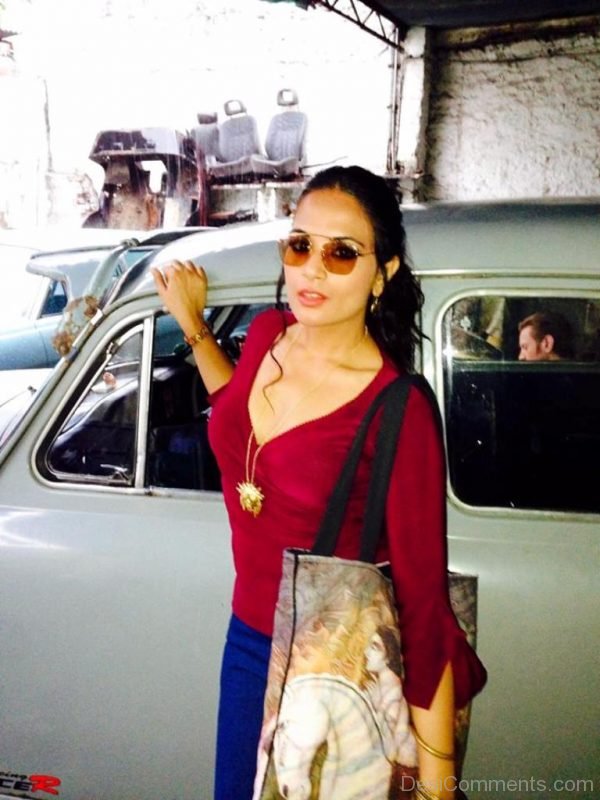Richa Chadda Posing With Car