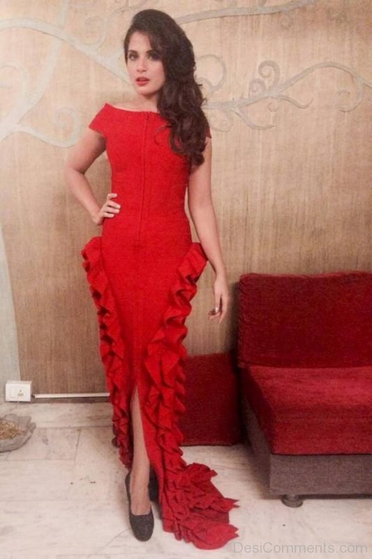 Richa Chadda Wearing Red Outfit-DC085