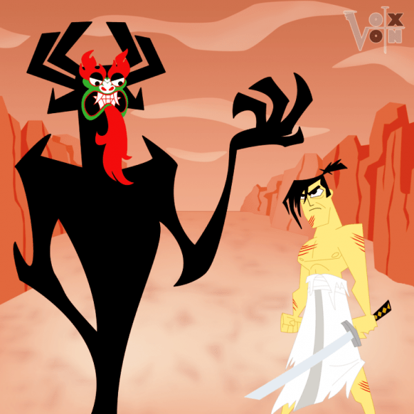 Samurai Jack Fighting With Aku