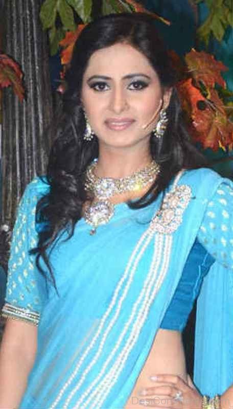 Sargun Mehta In Blue Saree