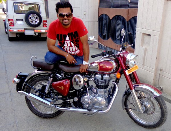 Sarthi K With Bullet Bike