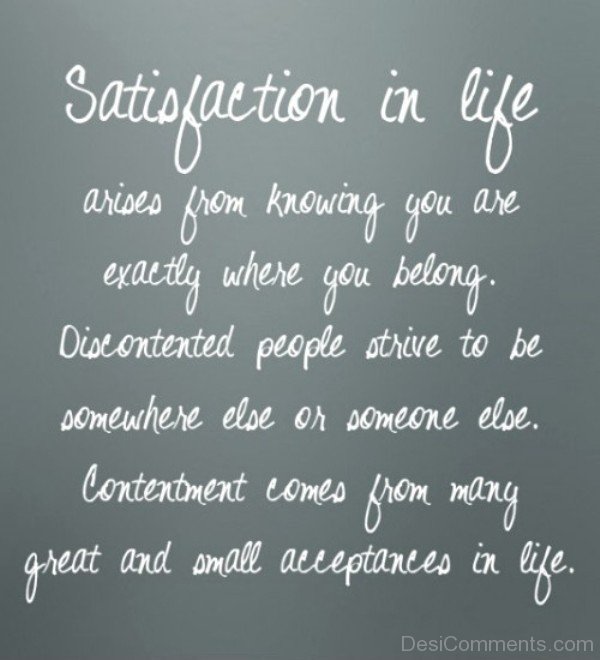 Satisfaction In Life