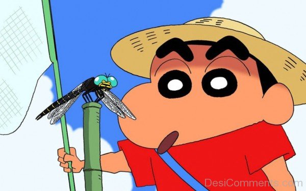 Shin Chan Looking At Dragon Fly