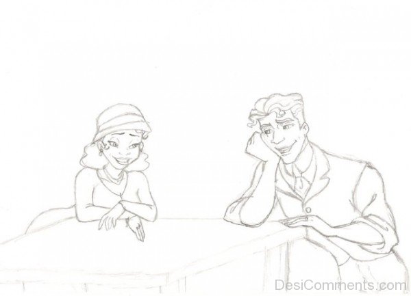 Sketch Of Prince Naveen And Tiana