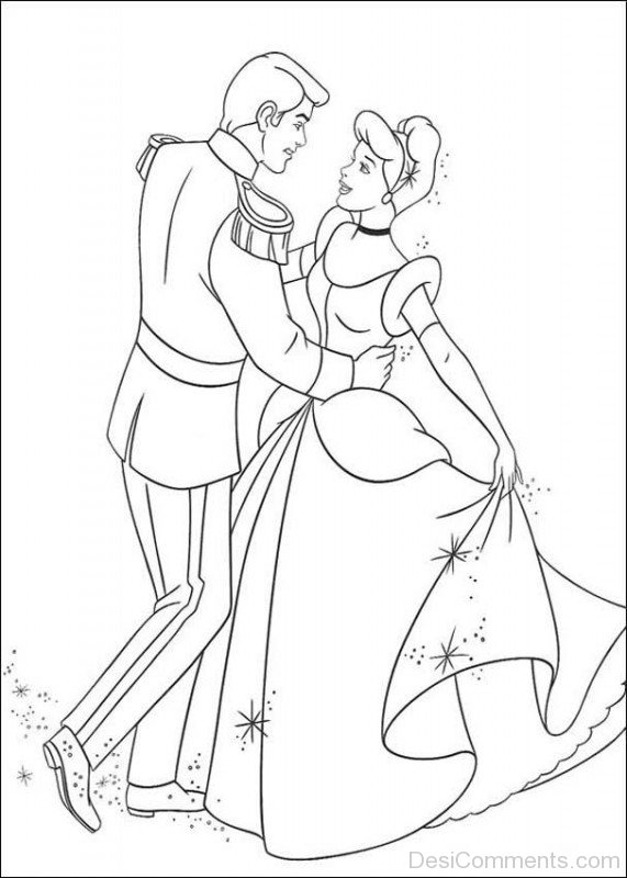 Sketch Of Prince Charming And Princess Cinderella