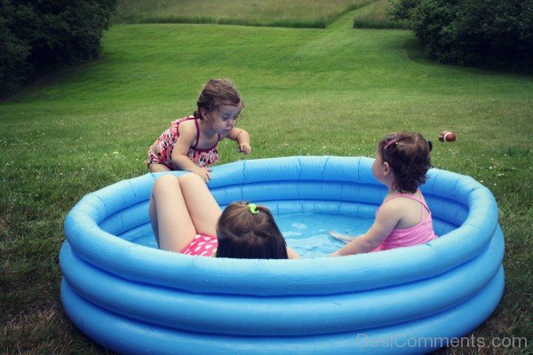 Sweet Girls Sitting In Bath Tub