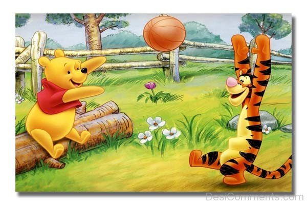 Tigger And Winnie Playing With Basketball-DESI6070