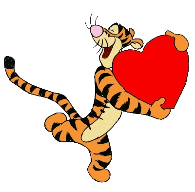 Tigger Holding Big Red Heart