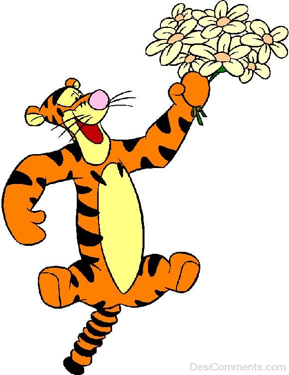 Tigger Holding Flowers