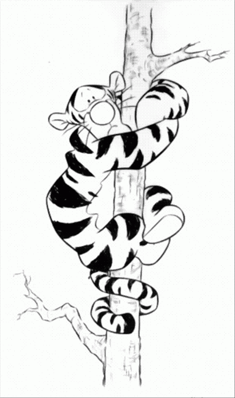 Tigger Holding Tree Tightly