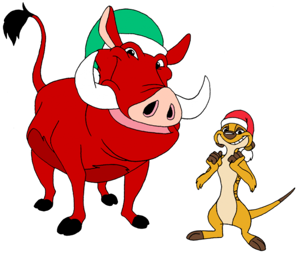 Timon And Pumbaa Celebrating Christmas