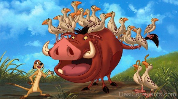 Timon And Pumbaa With Birds