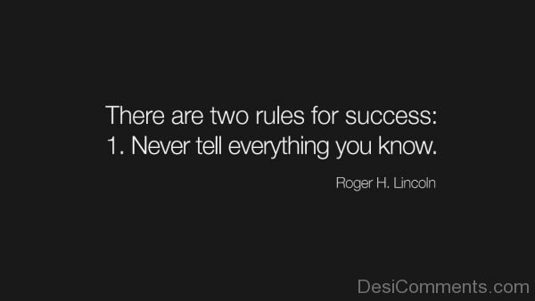 Two Rules For Success