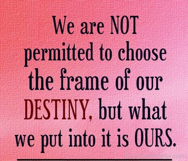 We Are Not Permitted To Choose The Frame Of Our Destiny-DC45