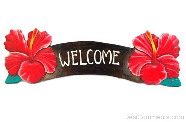 Welcome Red Flower Sign-P8819dc06