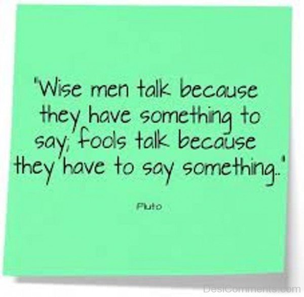 Wise Men Talk Because They Have Something To Say