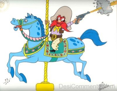 Yosemite Riding On Toy Horse