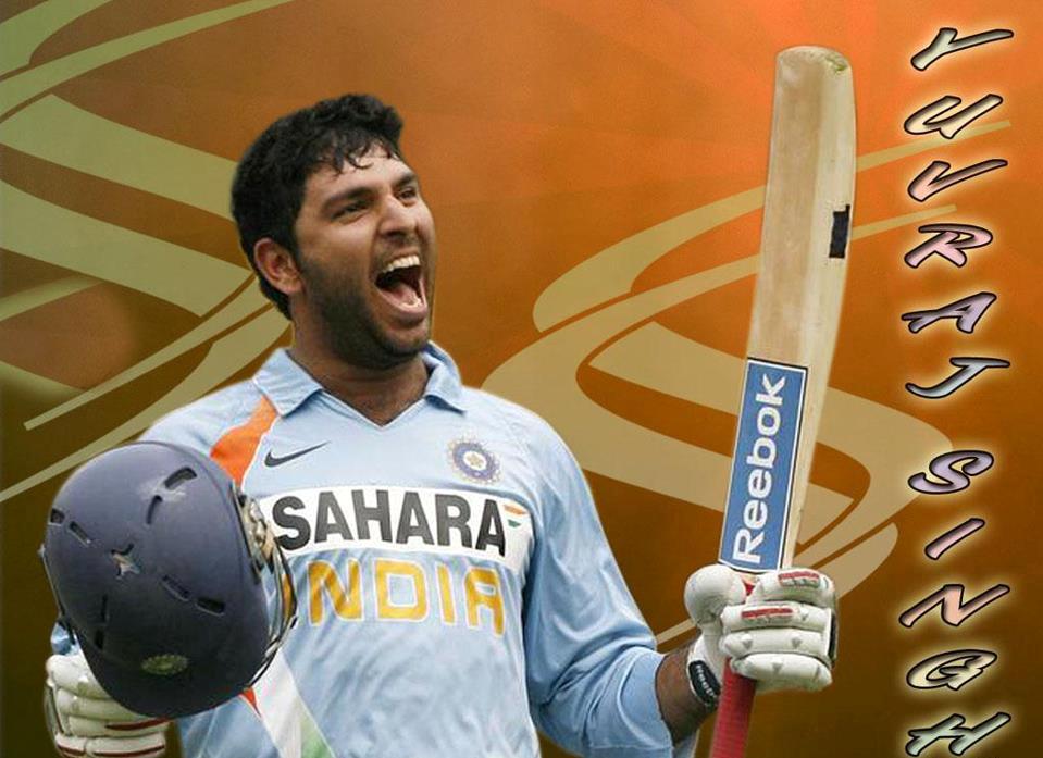 Yuvraj Singh Holding A Cricket Bat 